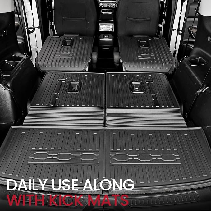 Cargo Mat for GMC Acadia 2017-2023 Accessories 6/7 Seats | One-Piece Cargo Liner & Rear Seat Back Protector, All Weather TPE, Non Slip & Odorless & Scratch Proof, Quick Clean - Image 5