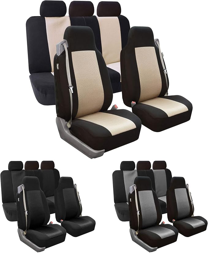 FH Group FH-FB302114 All Purpose Flat Cloth Car Seat Covers Solid Black Color with F11306 Vinyl Floor Mats- Fit Most Car, Truck, SUV, or Van - Image 7