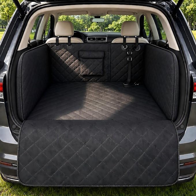 RYNVALE SUV Cargo Liner for Dogs, Full Coverage with Cushioned Sides | Heavy-Duty 900D Oxford, Heavy-Duty Straps & Zinc Alloy Buckle, 17.7" Side Flaps & 20" Bumper Flap, Waterproof Non-Slip, XL by RYNVALESTUDIO