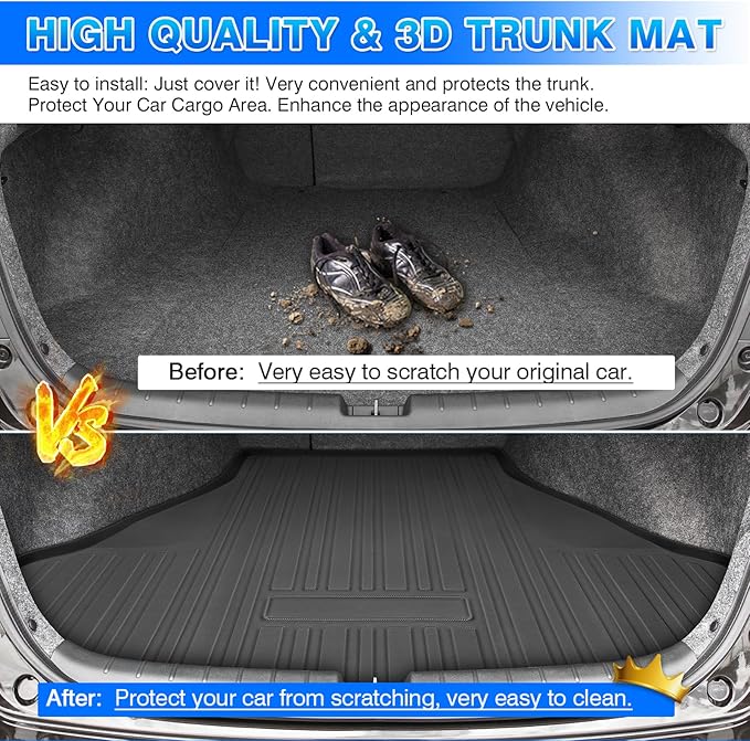 Cartist Cargo Liner Fits for Honda Accord 2013 2014 2015 2016 2017, All Weather Rear Trunk Mat for Accord Accessories Heavy Duty Car Cargo Mat - Image 6