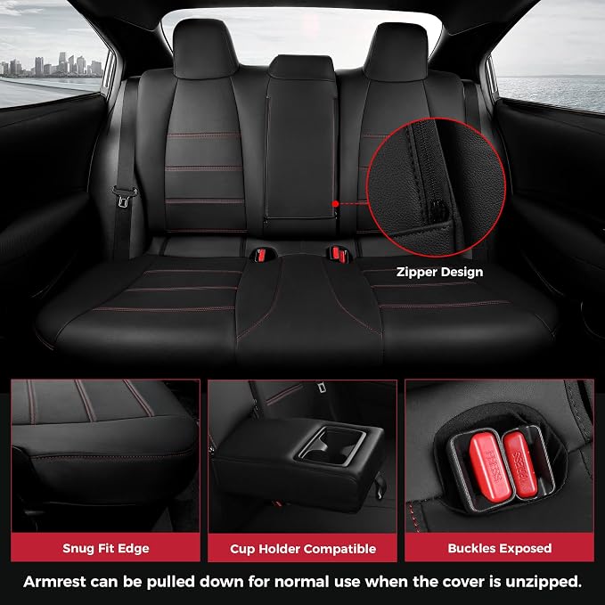 FREESOO Custom Leather Seat Covers for Toyota Corolla Hybrid LE 2020-2022 | Hybrid XLE 2023-2026, Sedan, Full Set, Airbag Compatible, Scratch-resistant, Waterproof, Durable Material, Easy-clean - Image 4