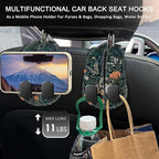 Blusabaca 2PCS Car Hooks for Purses Bags, Weeds Floral Flowers Wildflowers Plants Seat Back Storage Headrest Holder Hanger PU Leather Double Backseat Organizer, Women Car Accessories Organization - Image 3