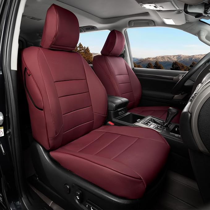 Ranaya Custom Fit Lexus Seat Covers for Lexus GX460 2012–2023 | for Base,Premium,Luxury,6-Passenger Full Set,(2nd Row Captain Chairs),Waterproof Leatherette, Pet & Kid Friendly,Burgundy by Ranaya