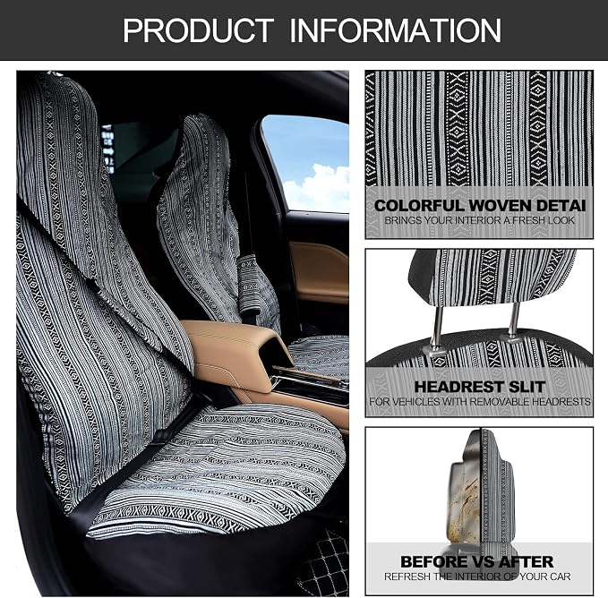 Frienda 14 Pcs Baja Saddle Blanket Car Seat Covers Full Set,Vintage Style - Image 5