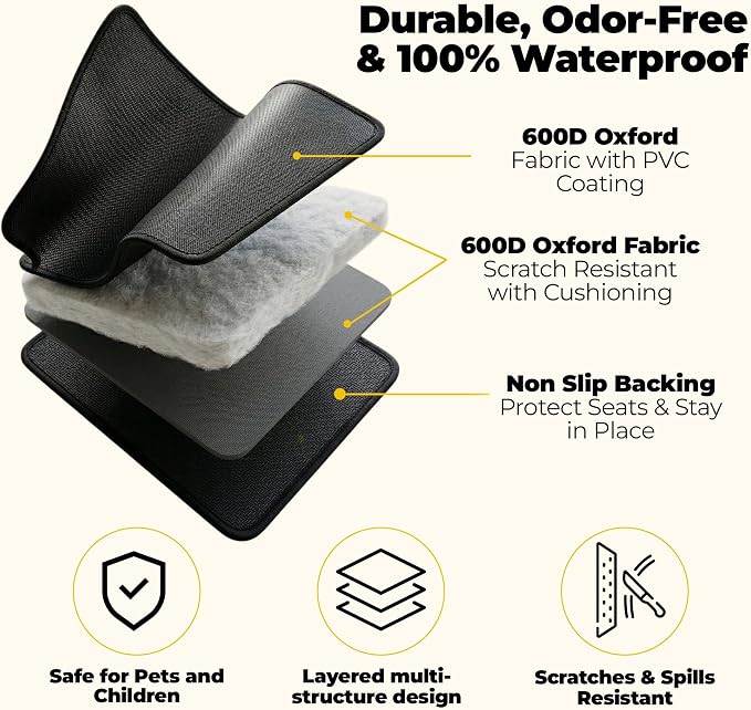 Pryze Dog Car Seat Cover for Back Seat with Mesh Window & Side Flaps | 100% Waterproof Dog Hammock for Cars Trucks & SUVs | 600D Heavy Duty Scratch Proof Nonslip | Easy Install & Machine Washable - Image 6