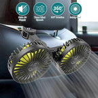 Wowok Car Fan for Rear Seat Passenger Dual Head USB Car Seat Fan for Backseat Kids, 360° Rotatable 3 Speeds Air Circulation Fans for Baby, USB Fans with Adjustable Clip for Vehicles SUV RV Vehicles - Image 3