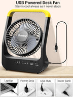 Gazeled Battery Powered Fan, Long Lasting Battery Operated Fans for Camping, Portable D-Cell Desk Fan with Timer, 3 Speeds, Whisper Quiet, 180° Rotation, for Office, Bedroom, Outdoor, 5'', Model: F15 - Image 7