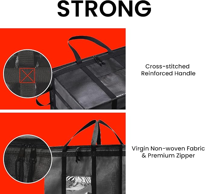 NZ home Insulated Food Bag, Portable Cooler Tote (3XL, Black, 10 Pack) | Large thermal bag, For cold & hot food, Soft sided cooler, Heavy duty carrier, Grocery shopping, Food delivery, Catering bag - Image 7