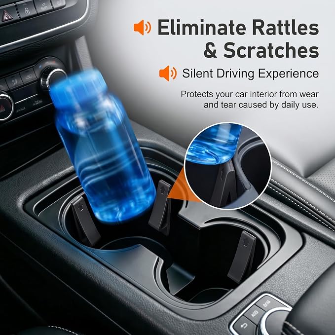 6 PCS Car Cup Holder Insert, Silicone Anti-shake Curve Bottle Stabilizer, Noise Reduction Cupholder Gap Filler Cushion, Self-adhesive Limiter Accessory for Cars SUVs Trucks (Black) - Image 5