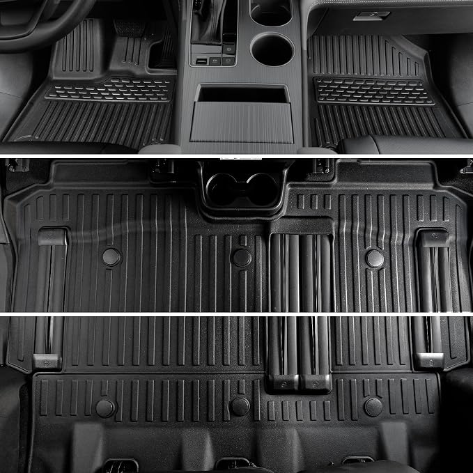 Floor Mats for 2021-2026 Toyota Sienna 8-Seat Accessories | w/ Spare Tire, Full-Coverage Set with Cargo Liner, Odorless TPE, All-Weather Protection, 3D Laser Fit, No Trimming Required - Image 3