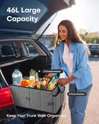 HOTOR Trunk Organizer - Foldable Car Organizer for SUVs & Sedans Storage | Sturdy Car Organization for Men & Women, Car Accessories, Tools, Sundries, Grey, 2 Compartments, 21.3" x 12.6" x 10.6" - Image 3