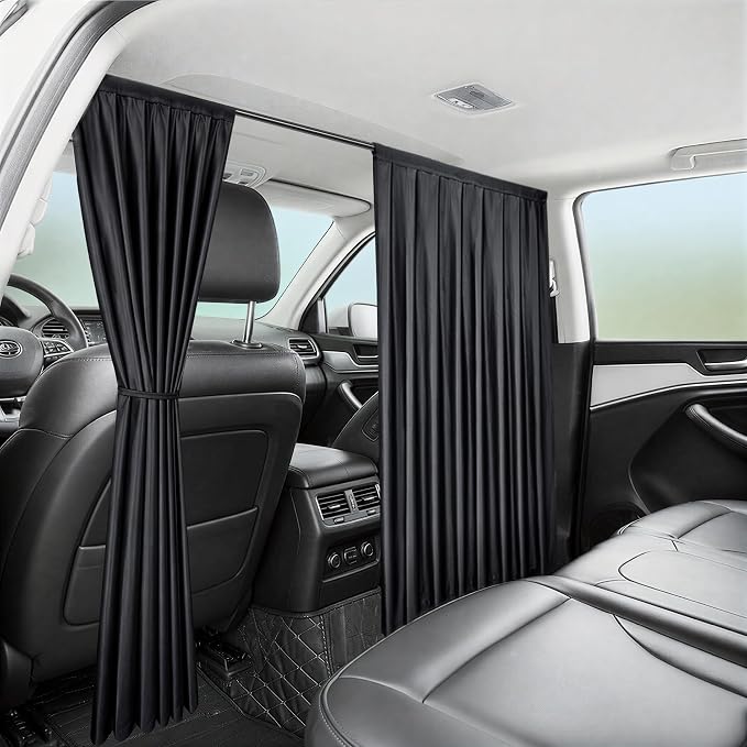 Car Privacy Curtains, Blackout Car Curtains with Rod for Backseat | Car Divider Curtain, Universal for Vehicles Up to 55", SUV, Minivan, Pickup, Crossover, 55"x33" by SnyGardn