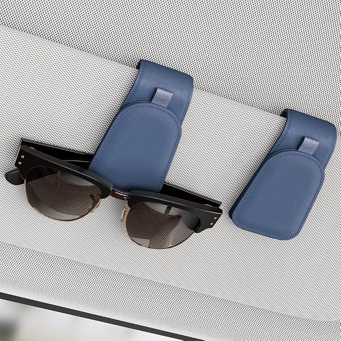 Sotfamily Magnetic Sunglass Holder for Car Visor, 2 Packs, Faux Leather | Strong Magnetism, for Most Car Visors, No Marks on Visor, Gift-Ready Packaging, Sunglass Organizer, Car Accessories for Men by Sotfamily
