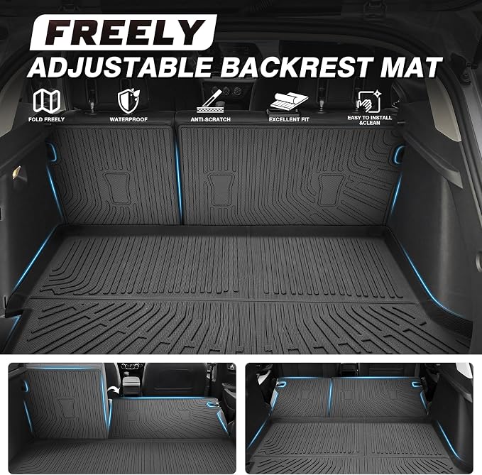 Sunsdrew Trunk Cargo Liner for 2024-2026 Chevy Trax Accessories, Rear Cargo Mat & Backrest Mats All Weather Protection Trunk Liner TPE Rubber Raised Edge - Image 3