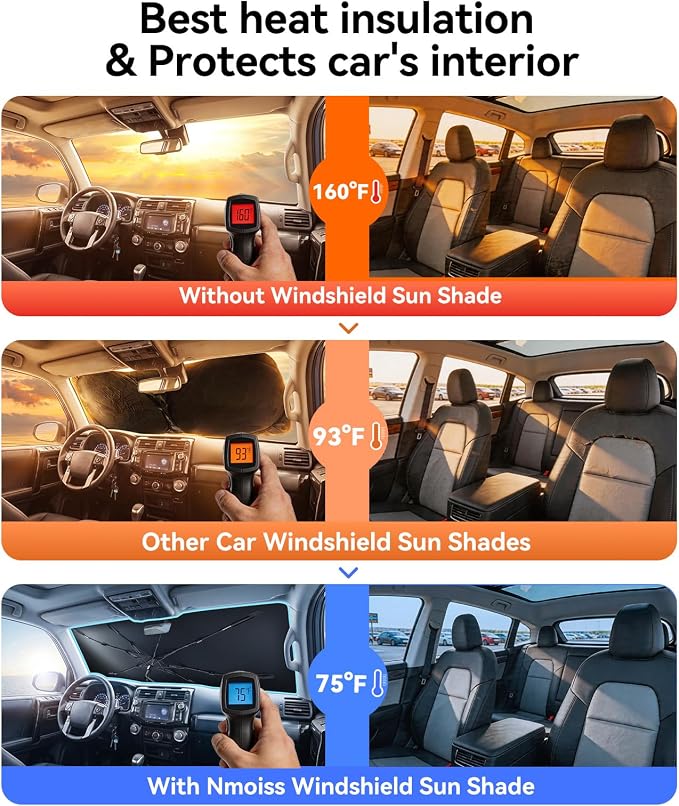 Nmoiss Windshield Sun Shade Umbrella Custom Fit for Toyota 4Runner 2010-2026 Accessories, [Vinyl Coating Heat Shield] Protect Car from Sun Rays & Heat Damage Keep Cool and Protect Interior - Image 2