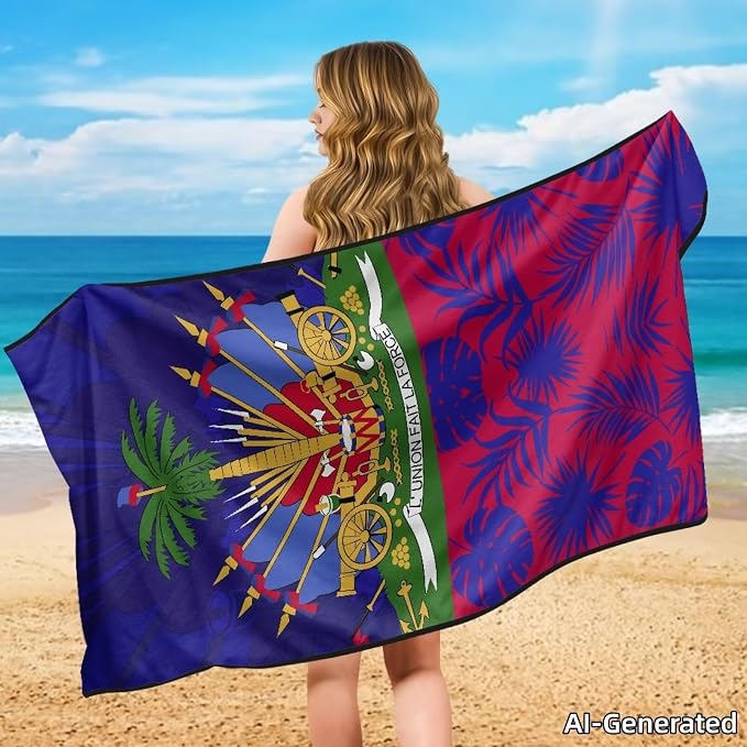 SEANATIVE Flag of Haiti Car Cushion Towels Auto Seat Protectors - Absorber Towel for Car Wash Car Seat Covers, Post-Workout & Dog Owners (33.1" x 60.67") - Image 4
