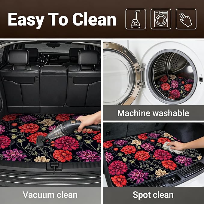 Car Trunk Mat - Universal Size 29" x 39", Floral Pattern Cargo Liner | Car Accessory for SUVs/Sedan/Wagons, Durable Protective Mat, Trunk Liner for Families/Travel Enthusiasts - Image 5