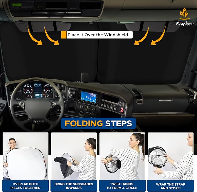 EcoNour 2-Piece Foldable RV Windshield Sun Shade, UV & Heat Protection - Image 7