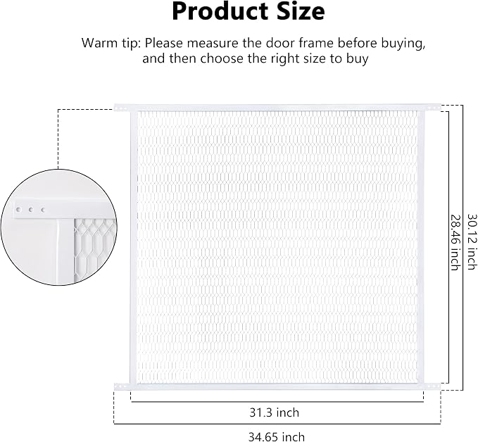 Steel Pet Grille RV Screen Door Protector For Dogs Pets Cats Scratch Protector Replacement White 36 Inch Screen Door Guard Pet Proof - Image 2