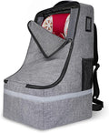 LARIPOP Car Seat Travel Bag for Airplane, Universal Gate Check Car Seat Bag, Padded Backpack with Waist Belt, Reflective Strips & Protective Feet, Fits Infant Convertible Booster Seats, Grey by LARIPOP