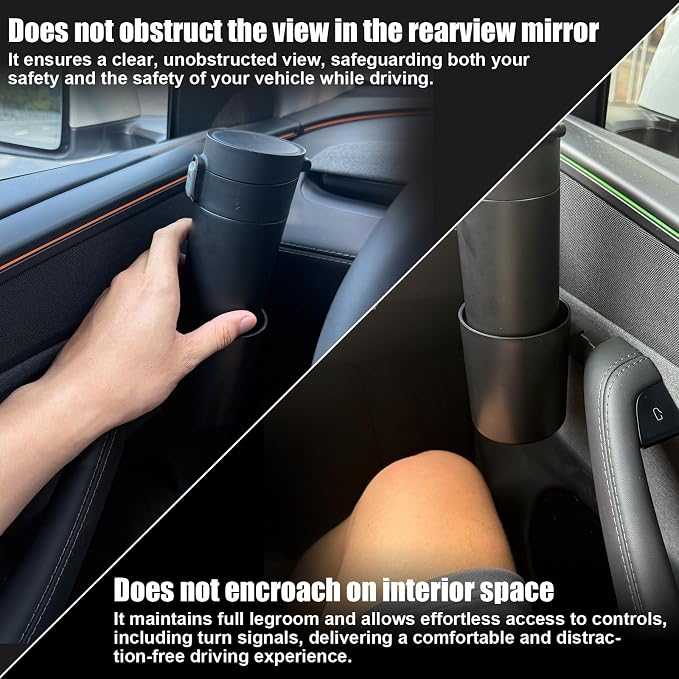 ROCCS 2PCS Car Door Cup Holder for Tesla Model Y 2025 Junior,Left&Right Side Door Drink Cup Holder Expander Organizer Accessory - Image 4