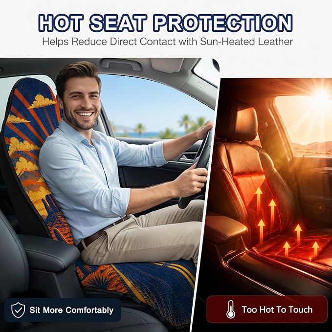 Car Seat Towel Cover 2 Pack for Front Seats, Sweat Absorbent Car Seat Protector with Non-Slip Backing, Waterproof Towel Car Seat Covers for Runners, Gym, Swimming, Beach, Desert Road Sunset - Image 5