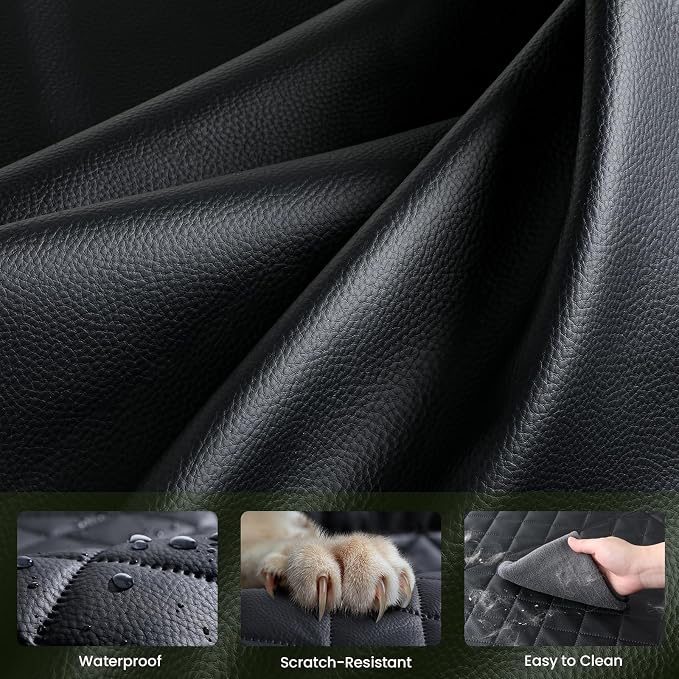 Pecute Dog Car Seat Cover for Back Seat 53.54 * 23.62 in, Car Window Fixing for Maximum Car Protection, Leather Fabric Back Seat Extender for Dogs, Waterproof & Scratch-Resistant, Support to 330 lbs - Image 5