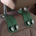 CoBak Purse Hook for Car - Universal Premium Stitched Leather and Aluminum-Magnesium Alloy Double Car Seat Back Storage Hook for Purses, Handbags, Bags (2 Pack),Emerald by PopulartabletcasebrandWegivepeoplethebestdesignofprotectingvariouselectronicdevices
