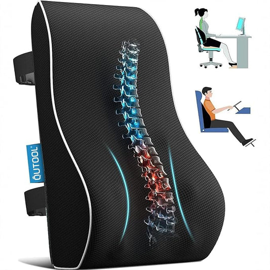 Lumbar Support Pillow for Office Chair,Mothers Day Gifts for Mom, Back Support Pillow for Car, Office Supplies, Chair Cushions, Back Pain Relief Improve Posture, Mesh Cover Double Adjustable Straps by QUTOOL