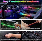 RGB-IC Car Led Strip Lights, Interior Car Lights, App and Remote Control Ambient Lighting Kit with 16 Million Colors Fiber Optics&Music Sync Rhythm, USB Neon Light Accessories for Center Console&Door - Image 4