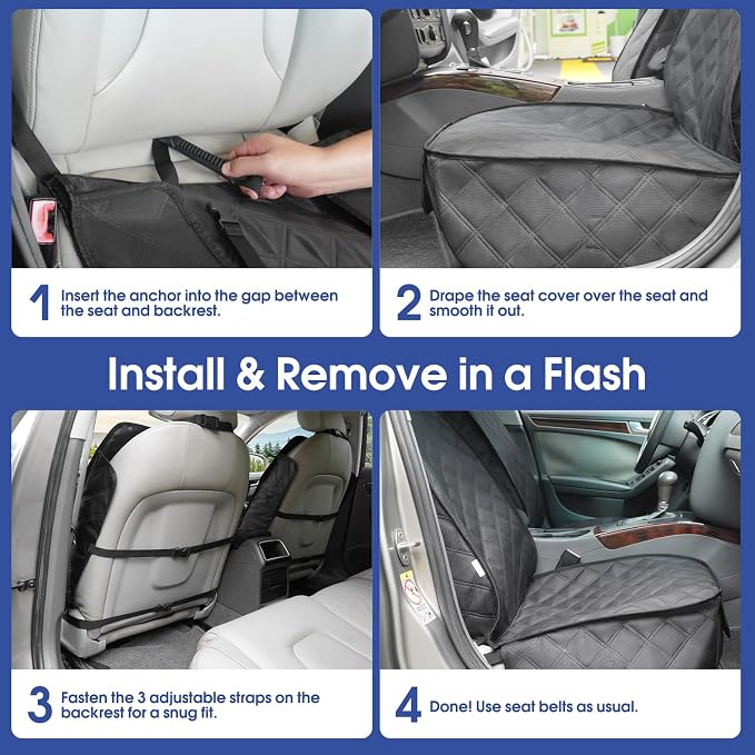 ALLANSING Front Seat Cover for Dogs with Side Flaps, Heavy Duty 900D Waterproof Seat Protector, Protects from Dirt & Scratches, for Pets & Daily Use, Fits Cars SUV Trucks Minivans (1-Pack) - Image 5