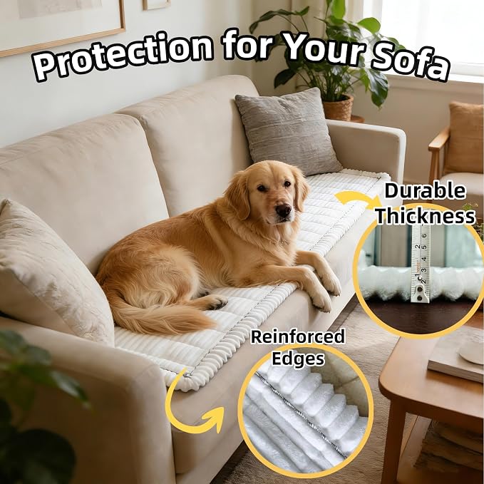 Soft Plush Dog Car Seat Cover & Sofa Protector, Non-Slip Mat (23.6''×70'') | Soft plush travel seat protector for backseat or sofa. Non-slip bottom, machine washable, includes storage bag (White) - Image 7