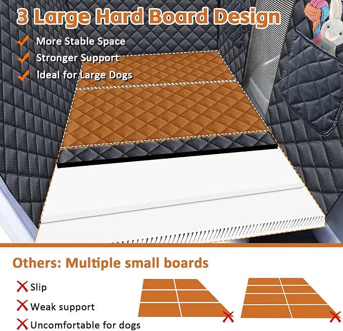 JSTHT Dog Car Seat Cover for Pets Back Seat Extender Support 420lbs | Hard Bottom Dog Car Seat Cover, Waterproof Car Seat Cover Protector, Nonslip Scratch Proof Dog Hammock for Car SUV and Truck - Image 4