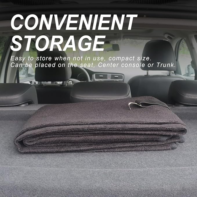 Sweat Towel Car Seat Cover Protector Front Seats for Gym Workout, Running, Swimming, Beach and Hiking, Waterproof Universal Seat Cover for Car, Trucks, Van & SUV (1, Pure Black, Front) - Image 5