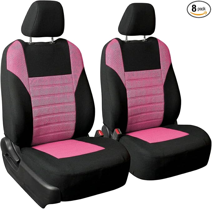 FH Group Automotive Car Seat Covers Front Set Premium 3D Air Mesh Front Seat Covers, Airbag Compatible Universal Fit Interior Accessories for Cars Trucks and SUVs - Pink by FHGroup