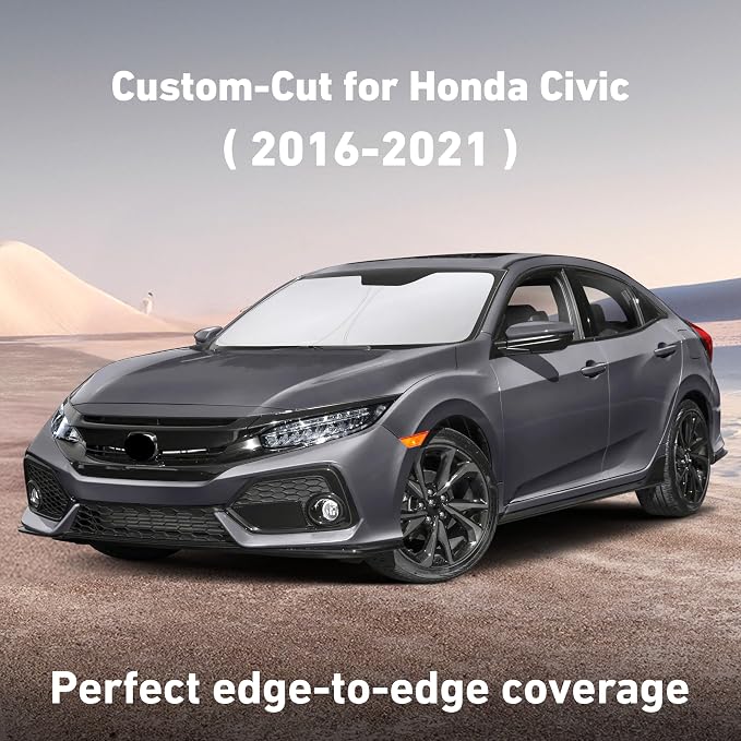 EcoNour Windshield Sunshade Compatible for Honda Civic 2016-2019 2020 2021 | Sun Visor for Front Windshield & Window Sun Shade Cover, UV Heat Blocker & Protector, Car Accessories - Image 2