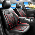 Soul Car Seat Covers Custom Fit for Kia Soul 2010-2026, Premium Full Coverage Leather Automotive Seat Protectors, All Seasons Waterproof Breathable, Airbag Compatible (Full Set, Red & Black) by Unknown