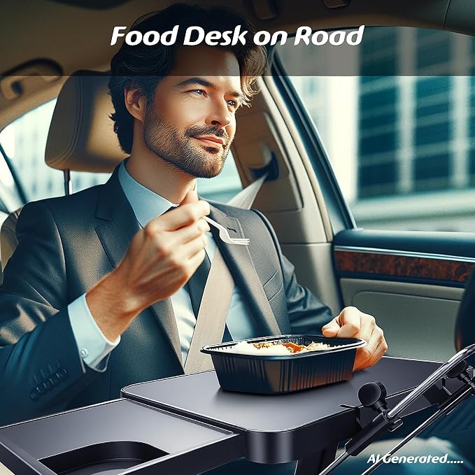 Large Car Steering Wheel Tray Back Seat Headrest Tray with Phone Holder, Steering Wheel Desk Food Table for Car Laptop Mount Steering Wheel for Large SUVs, Trucks & Vans,17.5" - Image 5