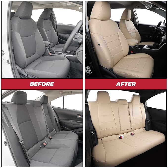 FREESOO Custom Leather Seat Covers for Toyota Corolla L LE 2020-2022 | Sedan, Full Set, Waterproof, Airbag Compatible, Scratch-resistant, Anti-slip, Protector Cushion, Durable Material, Easy-clean - Image 5