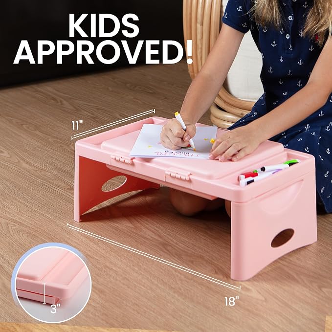 Loddie Doddie Lap Desk, Folding Desk, Portable Table, Blush, 9.75" x 12" | Trays & Pocket Keep Essentials Close, 2 lb Easy to Carry, Sturdy Plastic & Alloy Steel, Bed Desk, Bed Tray, Lap Desk for Kids - Image 7