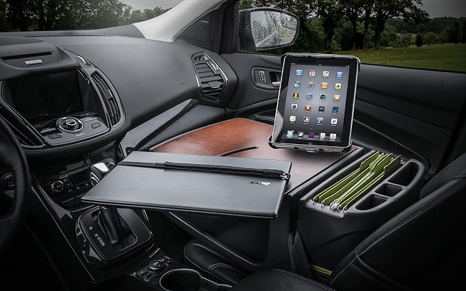 AutoExec AE-RMCD-PI-TAB-21M Roadmaster Car Desk for Your Vehicle Workstation and Mobile Office, Mahogany with 400 watt Power Inverter and Tablet Mount | Vehicle Workstation, Mobile Office, 400 Watt Power Inverter, Tablet Mount - Image 2