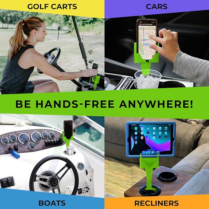Cup Holder Phone Holder Mount for Car - Universal Adjustable Expander Cradle Hands-Free Driving - Compatible with All Smartphones Car Mount for iPhone Samsung Google Android Mobile Accessories Green - Image 3