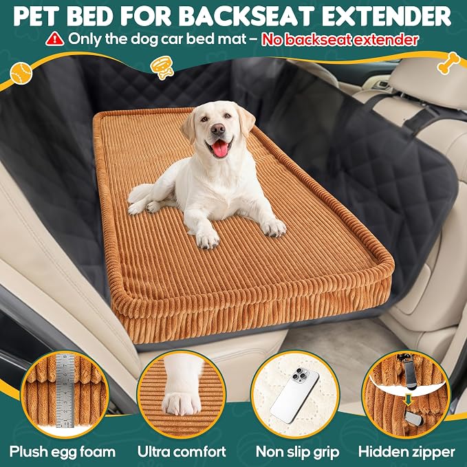 Loiion Dog Car Bed, Non-Slip Backseat Extender Pet Mat 56"x28.7"x2" | Removable, Washable Dog Bed With Waterproof Liner Protects Car Seats, Anti-Slip Travel Bed For Dogs - Image 3