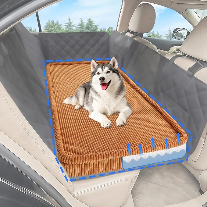 Loiion Dog Car Bed, Non-Slip Backseat Extender Pet Mat 56"x28.7"x2" | Removable, Washable Dog Bed With Waterproof Liner Protects Car Seats, Anti-Slip Travel Bed For Dogs by Loiion