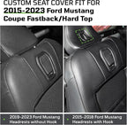 Custom Leather Car Seat Covers for Ford Mustang 2015-2023 Coupe,Gray/Black | Full Coverage Waterproof Car Seat Protector,Front & Rear Full Set,Split Backrest Compatible,Wear-Resistant,Airbag Compatible - Image 8