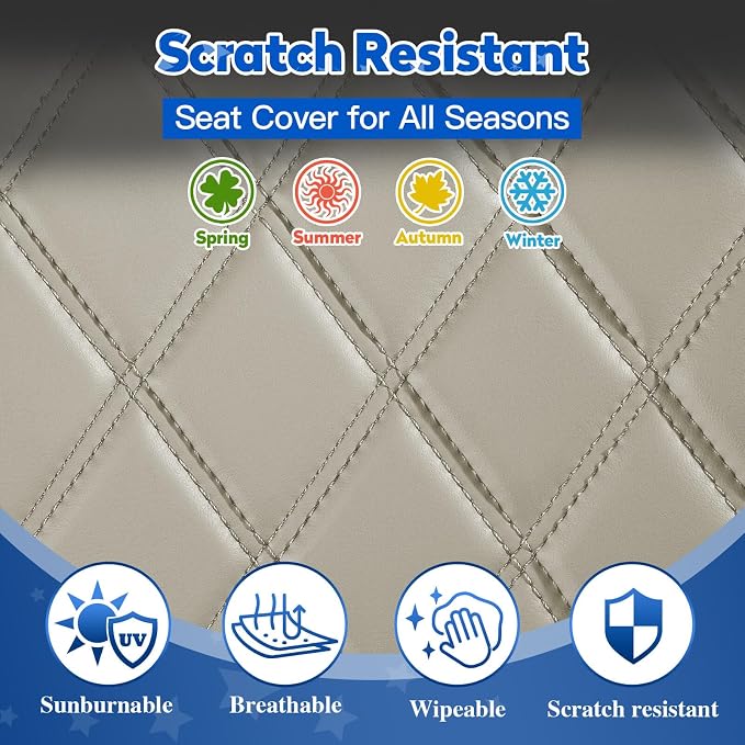 NOKINS Golf Cart Seat Covers 4 Piece Fits Yamaha Drive G29 /Drive2 | Front and Rear Seat Vinyl Covers, Golf Cart Accessories, No Staples(Oyster Gray) - Image 4
