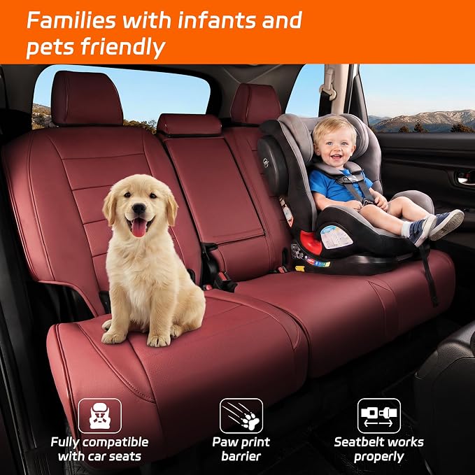 Ranaya Custom Fit Lexus Seat Covers for Lexus GX460 2012–2023 | for Base,Premium,Luxury,6-Passenger Full Set,(2nd Row Captain Chairs),Waterproof Leatherette, Pet & Kid Friendly,Burgundy - Image 8