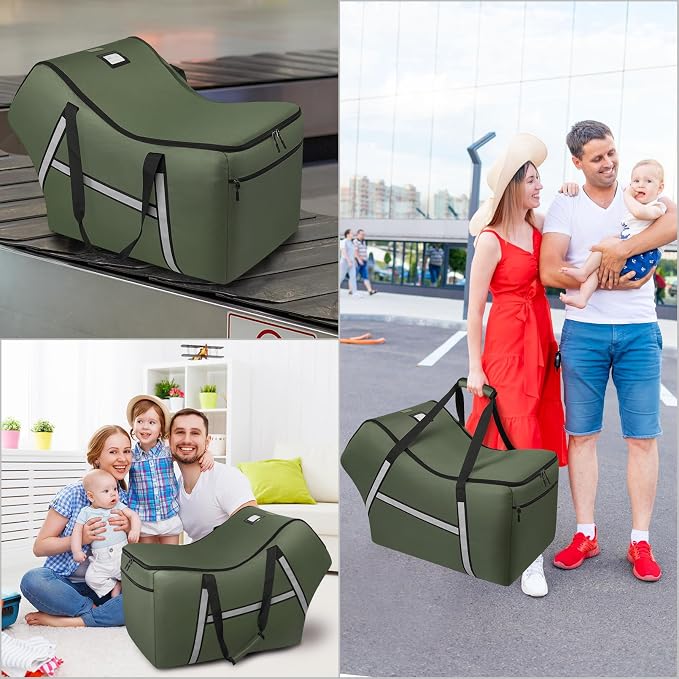 Infant Car Seat Travel Bag for Airplane Compatible with All Nuna Pipa Car Seat and Base,Chicco KeyFit 30 and Base, Padded Car Seat Bags for Air Travel,Car Seat Gate Check Bag with Side Pocket, Green - Image 6