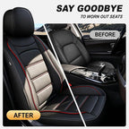 IKABEVEM for Chevy Colorado Seat Covers 2015-2024 2025 2026 2 Front Seats | Luxury Waterproof Faux Leather Pickup Seat Protectors Fit Chevrolet WT LT Custom Trail Boss Z71 ZR2,Black&Redline - Image 4