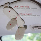 KIWEN Sunglasses Holder for Car Visor, Magnetic Leather Sunglass Eyeglass Hanger Clip for Car Sun Visor Accessories (1, Beige) - Image 5